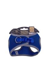 Havalı Dokuma Reflektör Serisi Küçük Irk Göğüs Tasması Mavi 3xs-22-26cm