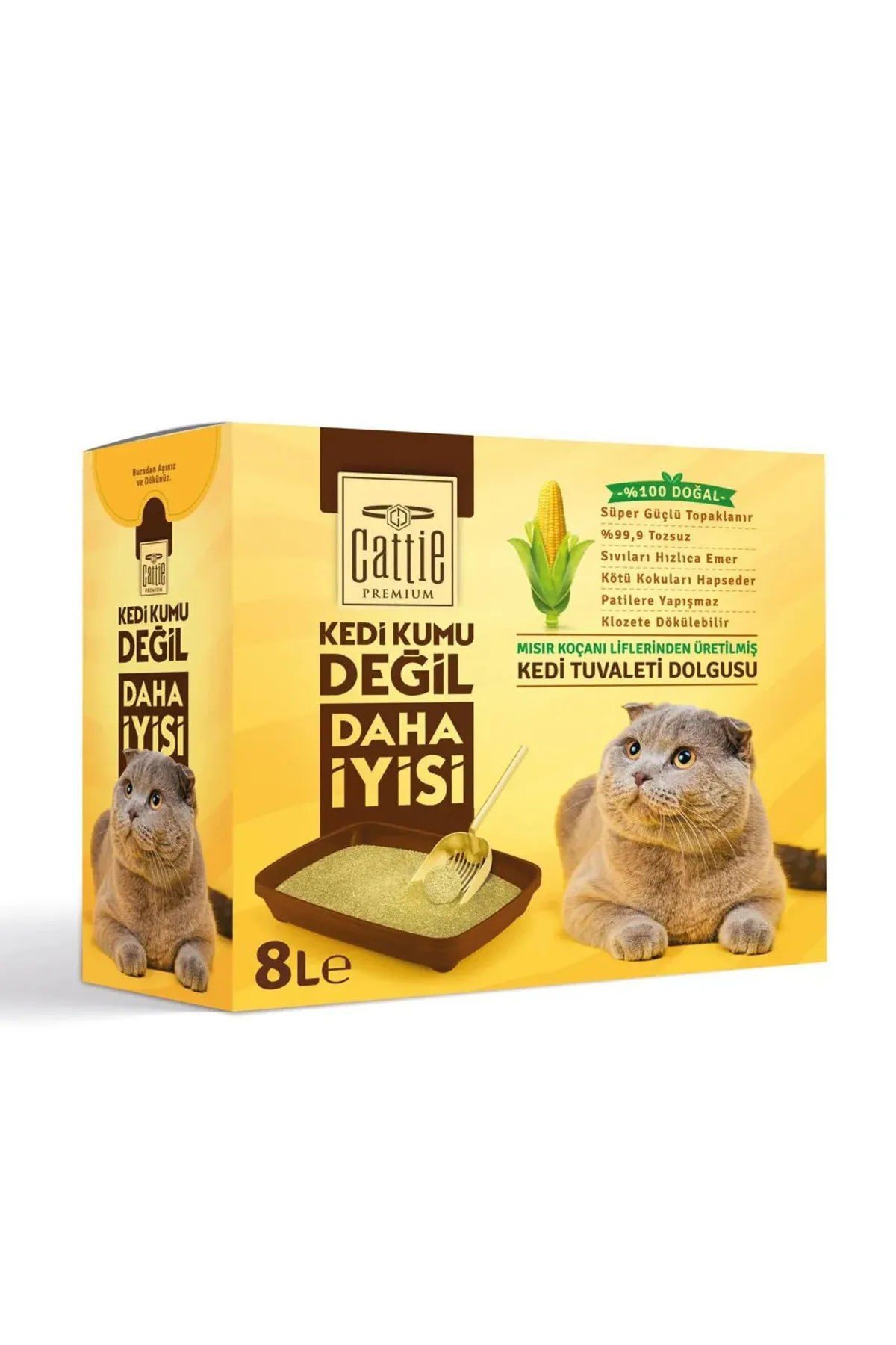 cattie Süper Topaklanan Mısır Koçanı Kedi Tuvaleti Dolgusu 8LT