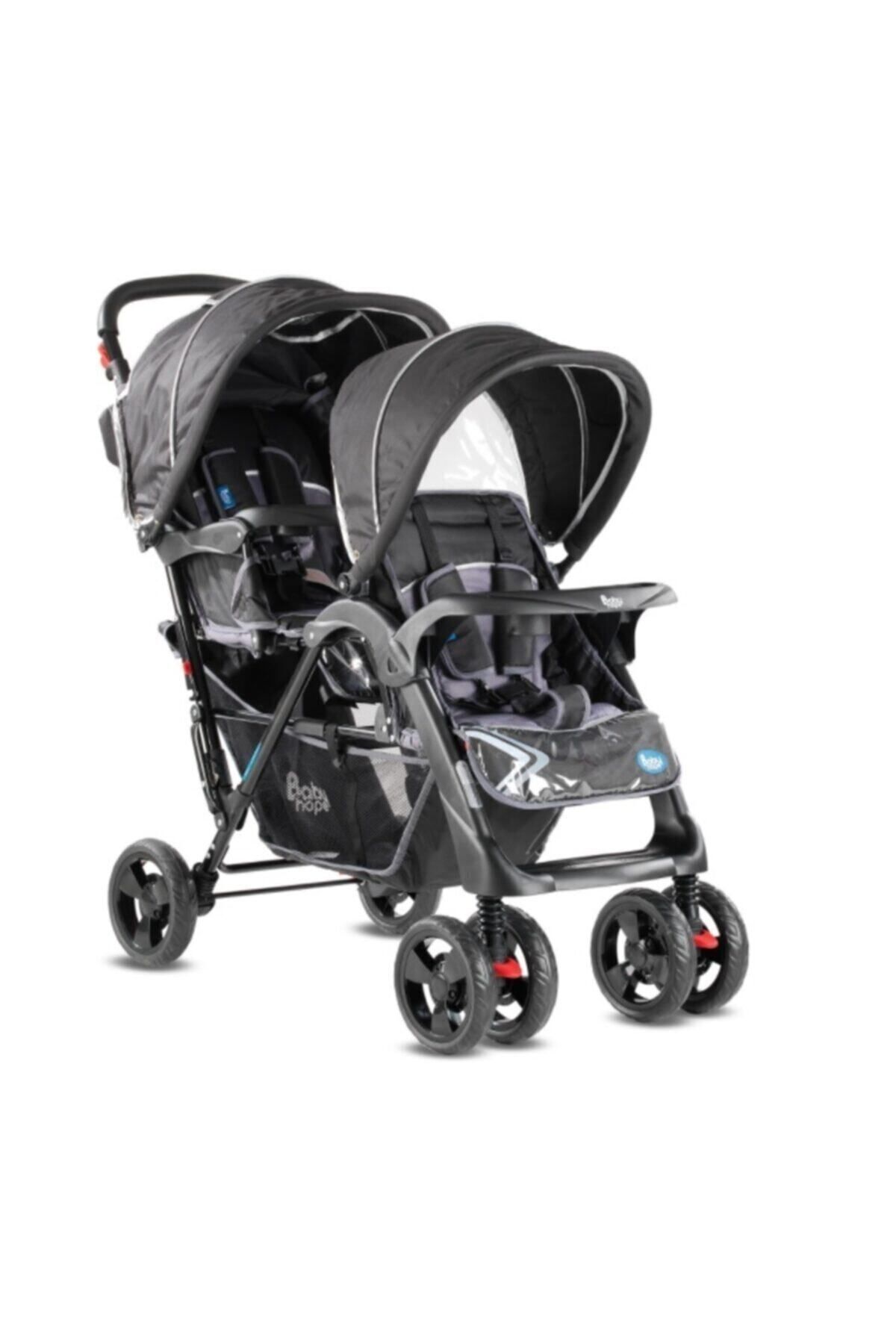 Babyhope P-738 Siyah İkiz Bebek Arabası
