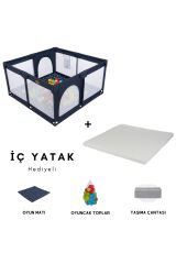 Playard Güvenli Bebek Oyun Alanı 125x125 Oyun Matı Ve Topları ( Sünger Yatak Hediyeli )