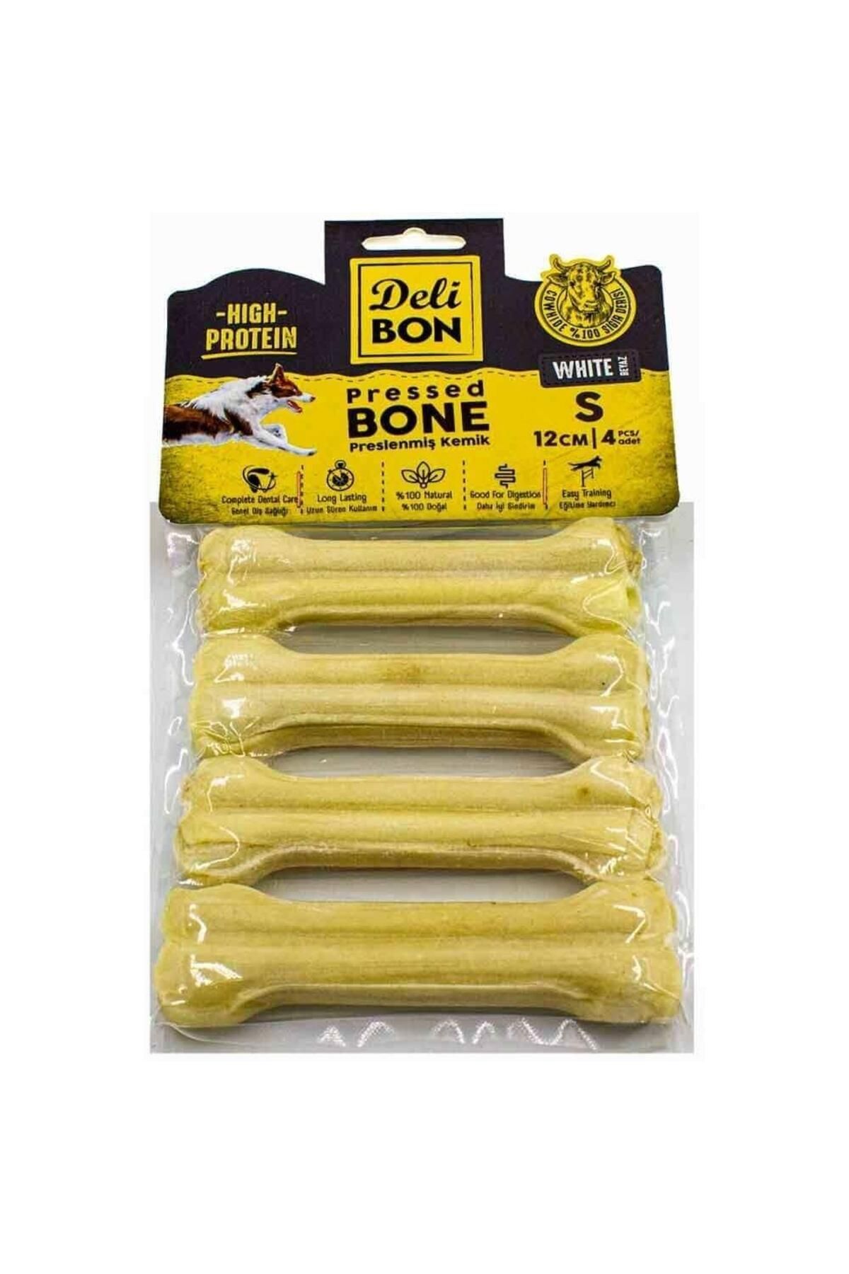 Deri Pres Kemik 12cm S Boy 4lü Paket Beyaz 12cmx4ad.