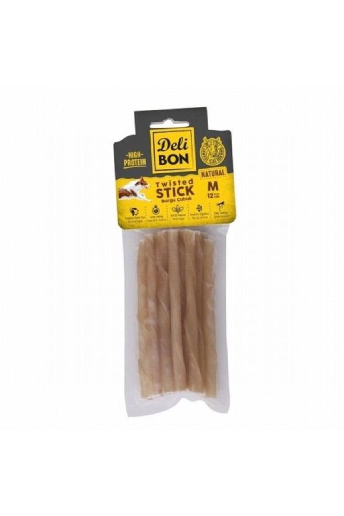 Orta Boy Deri Burgu Çubuk Köpek Ödülü Naturel 12 Adet - Petshopundan