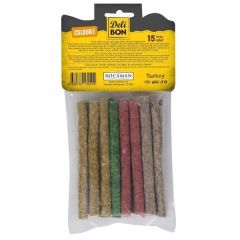 Delibon Munchy Karışık Renk İnce Deri Çubuk Köpek Ödülü 15 adet (1  paket)