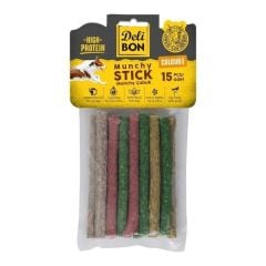 Delibon Munchy Karışık Renk İnce Deri Çubuk Köpek Ödülü 15 adet (1  paket)