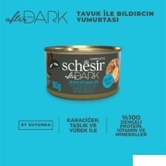 Schesir After Dark Sos İçinde Tavuk ve Bıldırcın Yumurtalı Tahılsız Yetişkin Kedi Konservesi 80gr