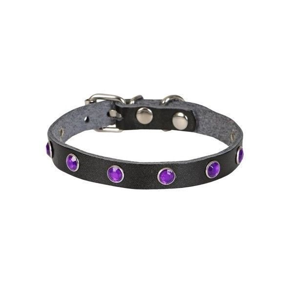 CATTİE TAŞLI DERİ KEDİ TASMASI SİYAH 1,5X26-31CM
