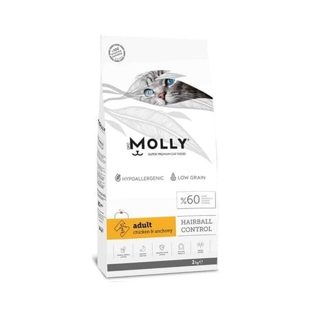 Molly Hairball Control Tavuklu ve Hamsili Yetişkin Kedi Maması 2 Kg
